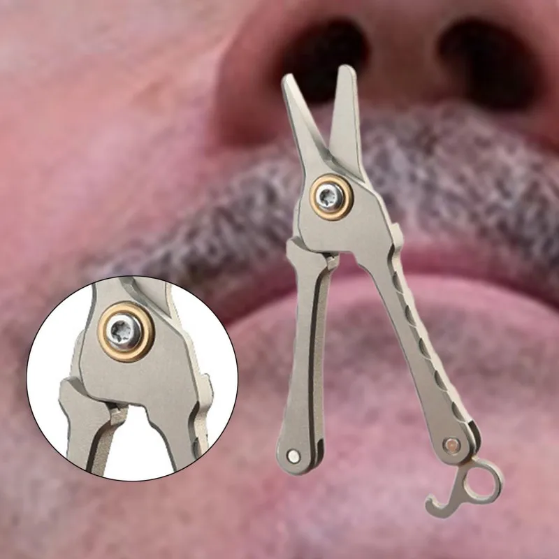 PZHI-Titanium Alloy Mini Scissors Keychain-Beard And Eyebrow Clipper, Portable Nose Hair Trimmer For Men And Women