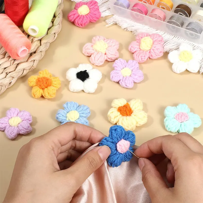 10/20/50 قطعة الزهور المحبوكة يدويا صغيرة الحليب القطن الكروشيه الأزهار بتلات اليدوية زين DIY بها بنفسك ملابس الشعر ديكور الحفلات الحرفية
