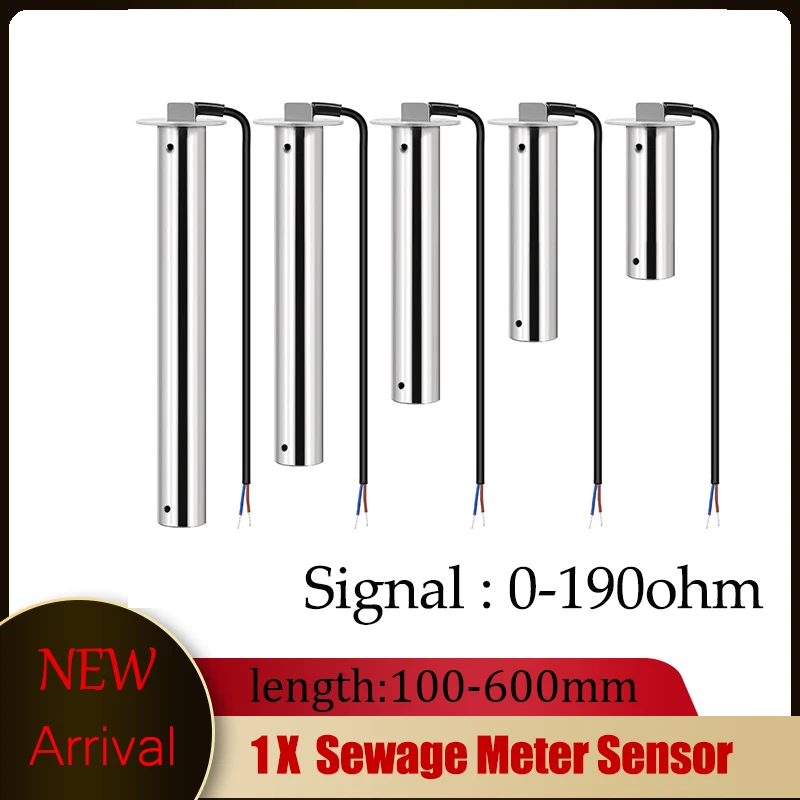 100-600mm 0-190ohm Sewage Sensor for Sewage Level HTG Gauge Car Boat Instruments Meter Stainless Steel  Accessories Customized