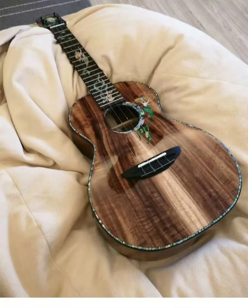 Mermaid 26-Inch Acoustic Ukulele All-Single Board Senga Wood Mango Wood Nylon String Small Guitar with Maple Back/Side - Image 4