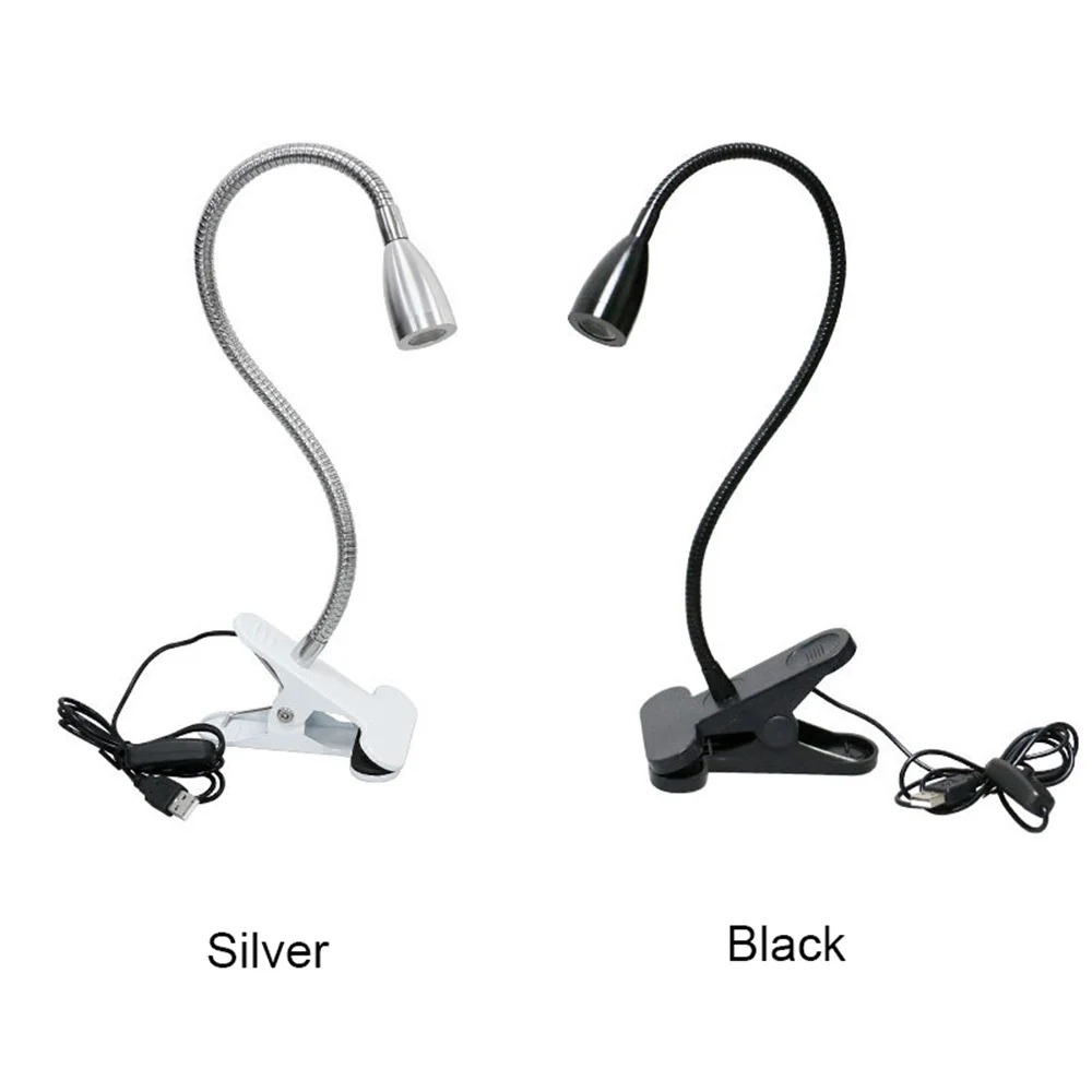 USB Powered 3W Flexible Metal Tube Led Book Light DC5V Indoor Dimmable Reading Lamp Adjustable Beam Angle for Study,Working