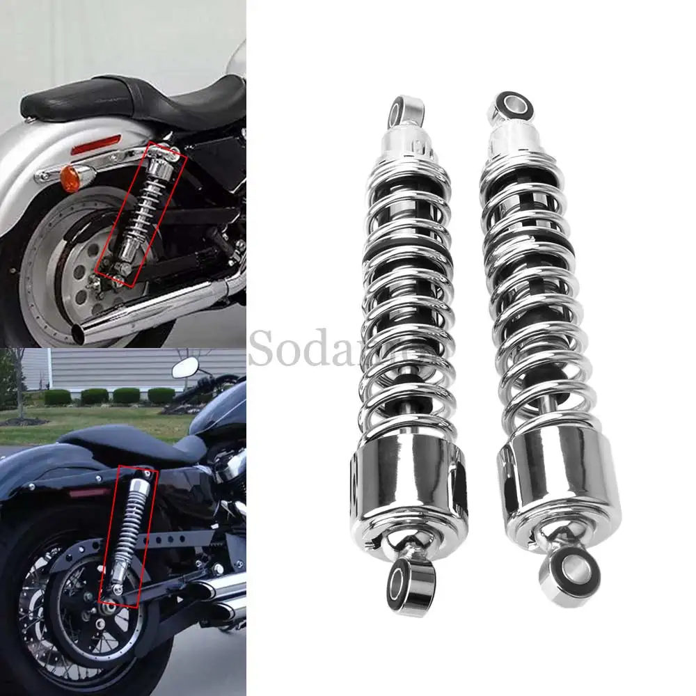 

1Pair Chrom Rear Air Shock Absorber Solid Steel Aluminium Alloy 380mm Fit For Harley Sportster Deluxe XLH883DLX 1986-2003