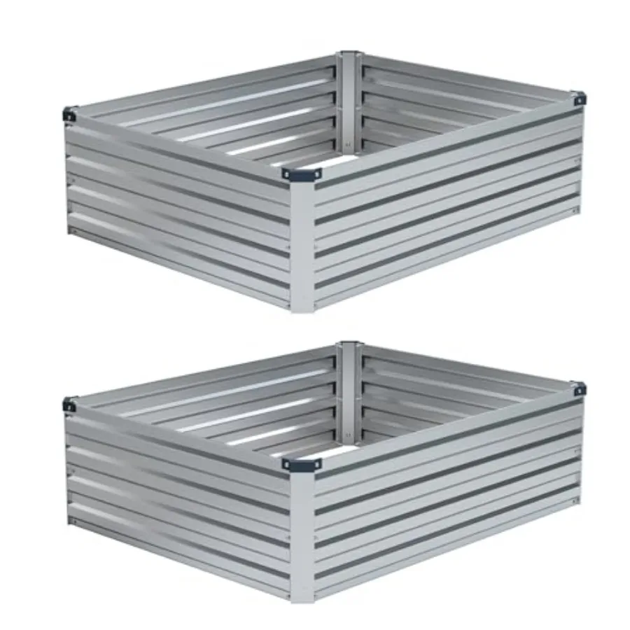 

Комплект из 2 оцинкованных приподнятых грядок 4x3x1 фут (1.2x0.9x0.3 м) для сада и огорода, металлический ящик-клумба для выращивания овощей, цветов и трав