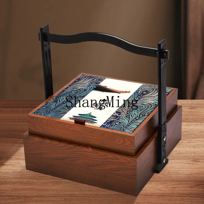 

FG high-end double-layer basket Chinese dim sum pastry gift packaging box, New Year's nut cooked food gift box empty box
