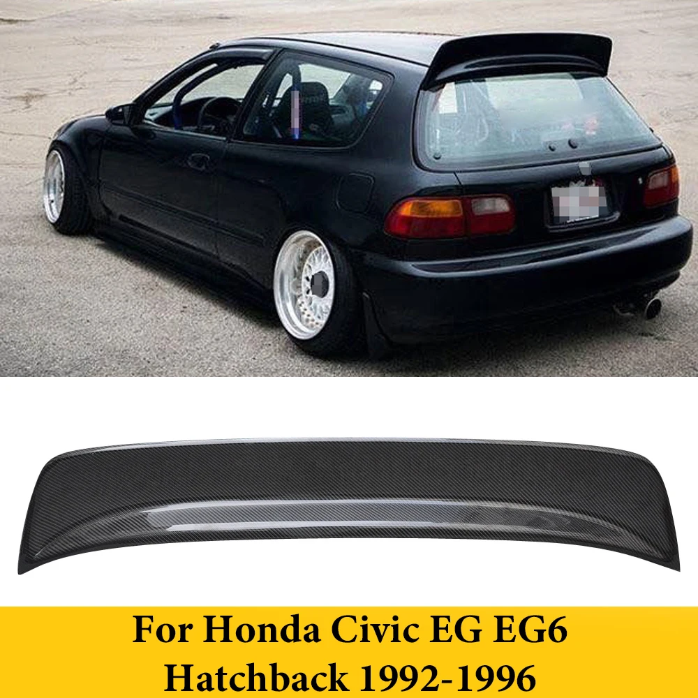 For Honda Civic EG EG6 Hatchback 1992-1996 Carbon Fiber Rear Roof Spoiler Trunk Wing Boot Lip Car Styling