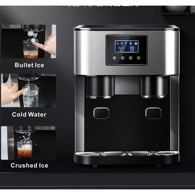 For Electric 15-18kgs Mini Ice Cube Slush Machine Commercial Portable Ice Coffee Tabletop Ice Dispenser Crusher