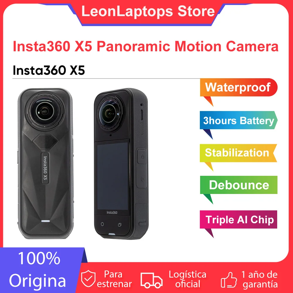 Insta360 X5 8K caméra d'action étanche 49 pieds 360 avec capteurs 1/1.28 "48MP 8K 360 HDR vidéo 72MP 5nm puce AI autonomie de la batterie 185Min
