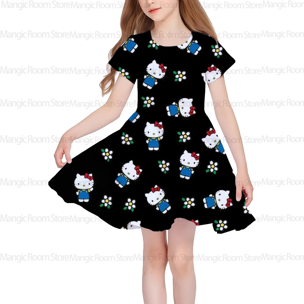 

Милое летнее платье Hellokitty Kuromi, платья для девочек, детские платья, новая летняя одежда для дня рождения с мультяшным принтом, 2025 год, одежда для девочек