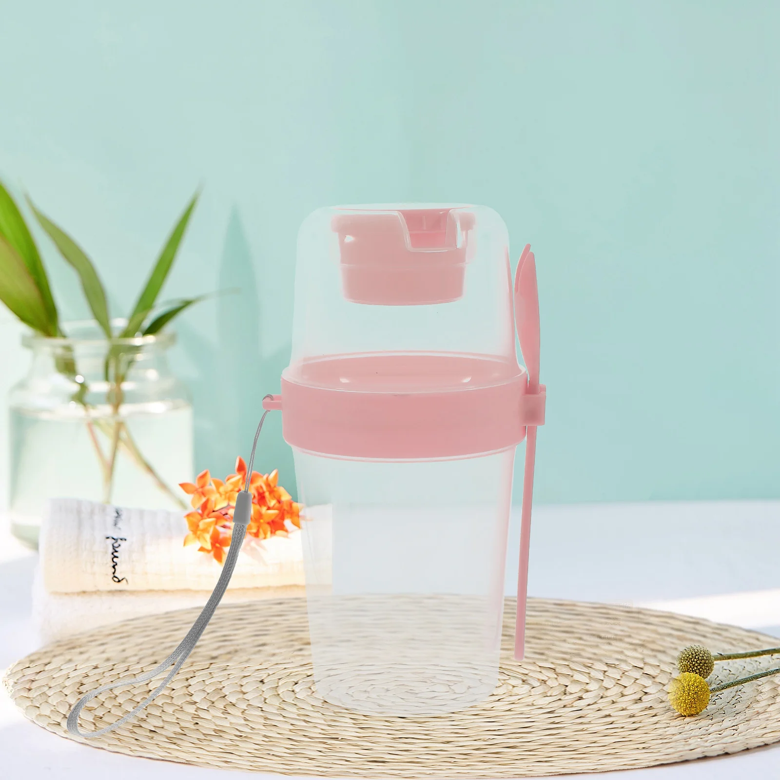 

Breakfast Portable Double Salad Cup Cereal Overnight Oats Container Milk Airtight Pp Containers Student