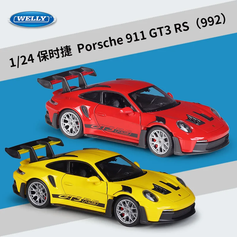 WELLY 1:24 Porsche 911 GT3 RS 992 Supercar Alloy Car Model Diecasts & Toy Vehicles Collect Car Toy Boy Birthday gifts BB105