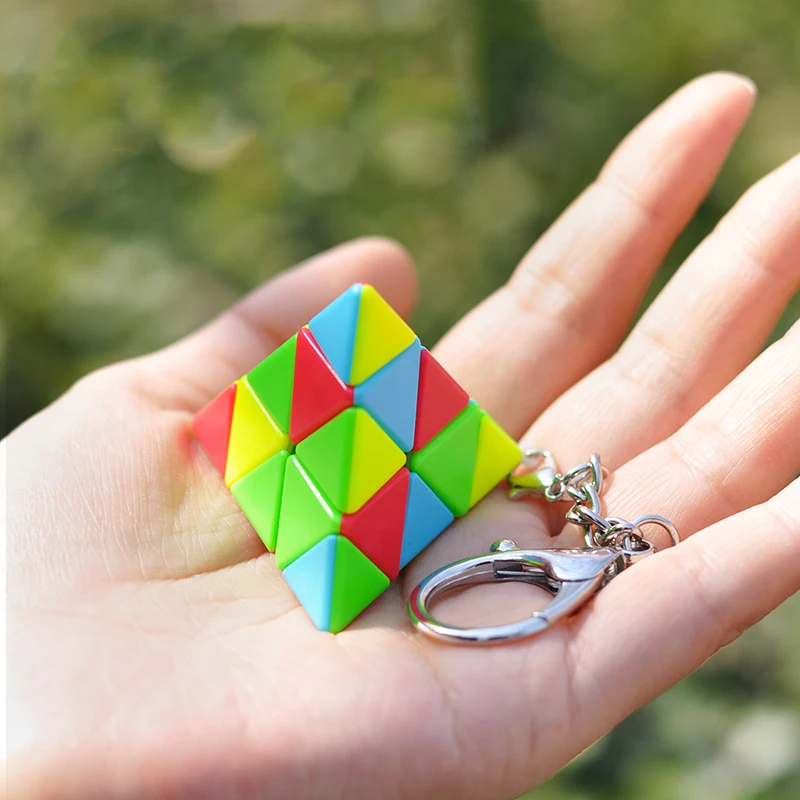 Children Educational Toys Fun Cube Mini Third-order Cube Toy Keychain Pendant Little Buns Pyramid Gear Maple Leaf Molding Cube