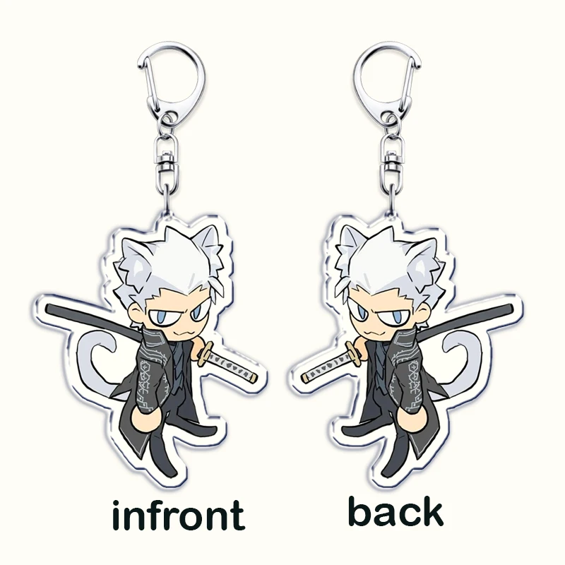 Cute Demon Video Game Chibis Keychains for Accessories Bag Dante Vergil Nero Sparda Lady Trish V Keyrings Jewelry Gaming Gifts