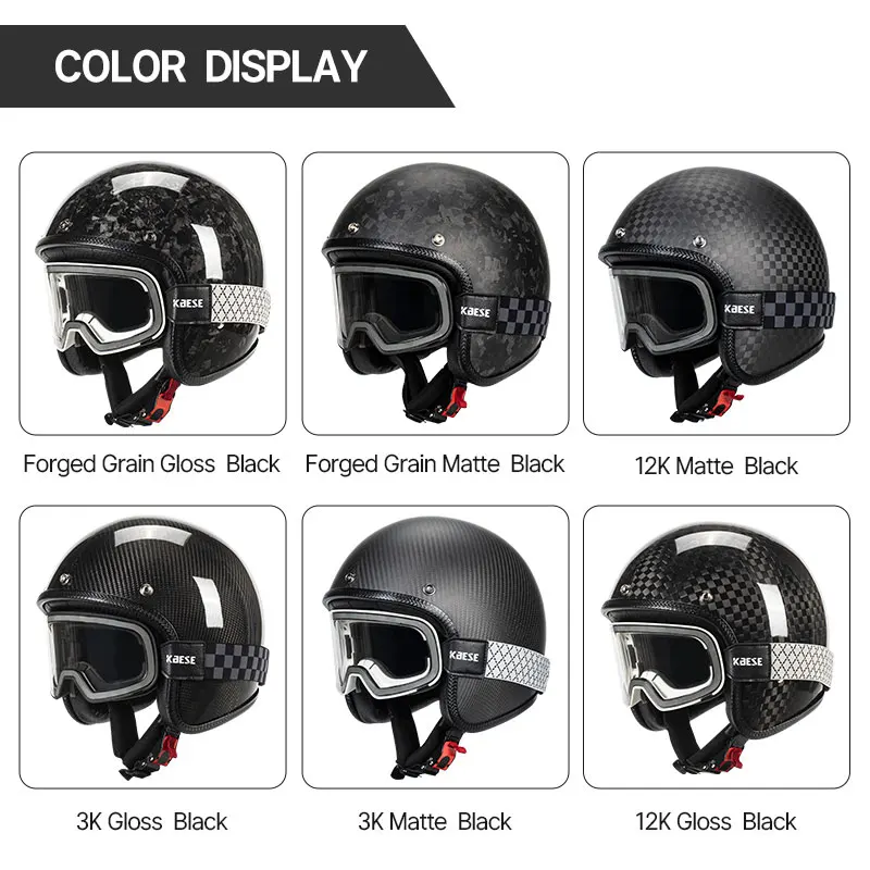 Retro-Kohle faser helme mit geschmiedetem Muster Motorrad-Halbhelm Elektrischer Schutzhelm mit neuer photo chromer Magnetismus brille