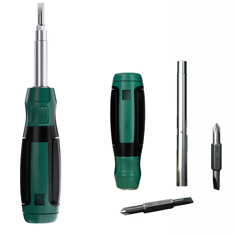 6-in-1 Outer Hexagon Socket Screwdriver Double Head Slotted Cross Nut Key Phillips Flat Driver Chrome Vanadium Steel Hand Tools