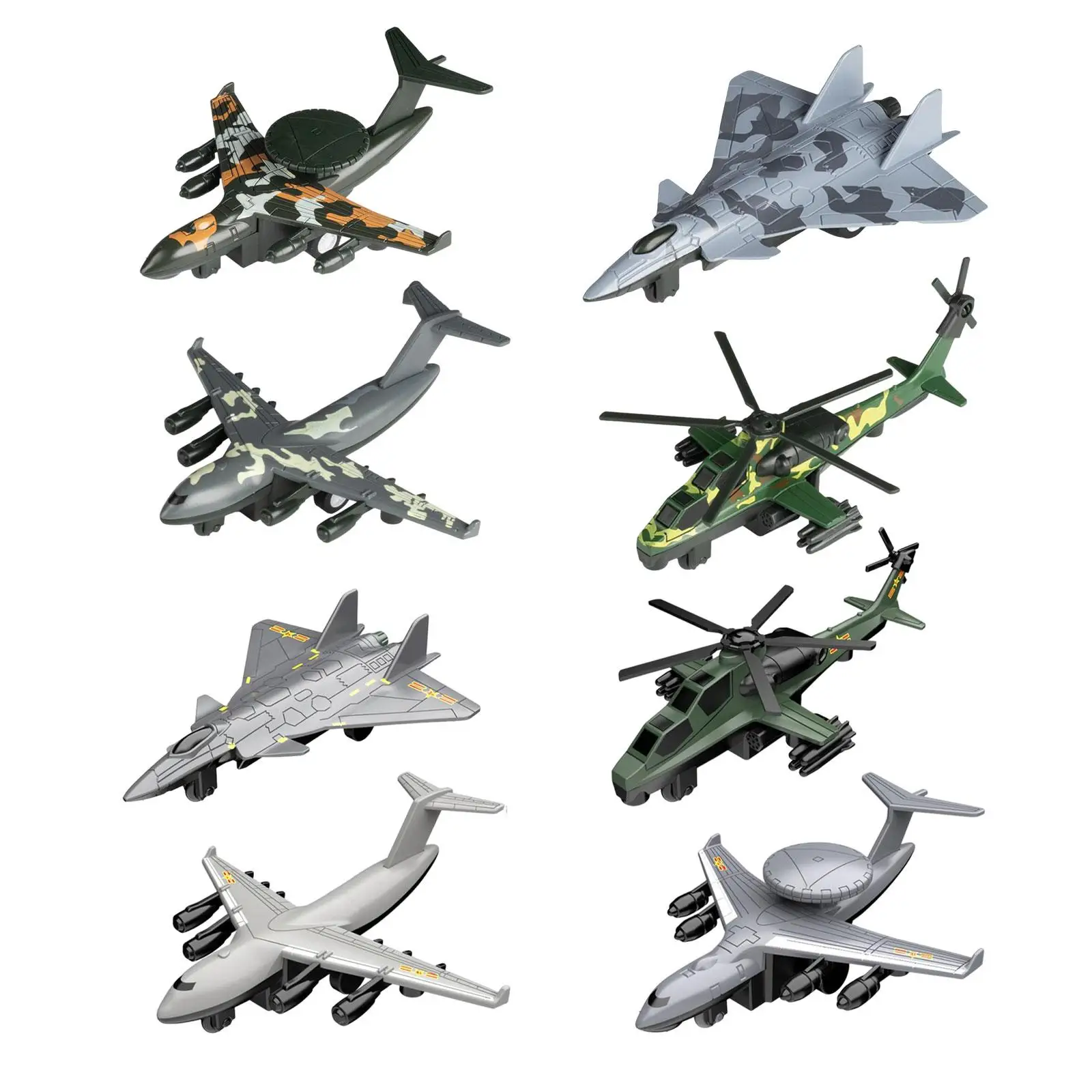 4x Alloy Fighter Toys Pullback Mechanism Cake Decoration Model Birthday Gift