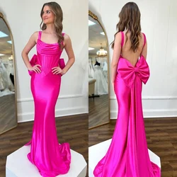 Aangepaste zeemeermin galajurk bandjes plooien avondjurken voor dames bot lijfje strik terug elegante jurken voor speciale gelegenheden