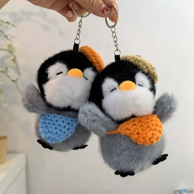 10cm Wear A Hat Backpack Penguin Decoration Plush Toy Gift Keychain Cute Doll Pendant Lovely Penguin Dolls Holiday Birthday Gift