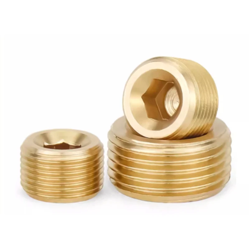 Metric Male Thread Brass Pipe Fitting Plug Internal Hex Socket End Cap Connector Adapter M8 M10 M12 M14 M16 M18 M20 M22