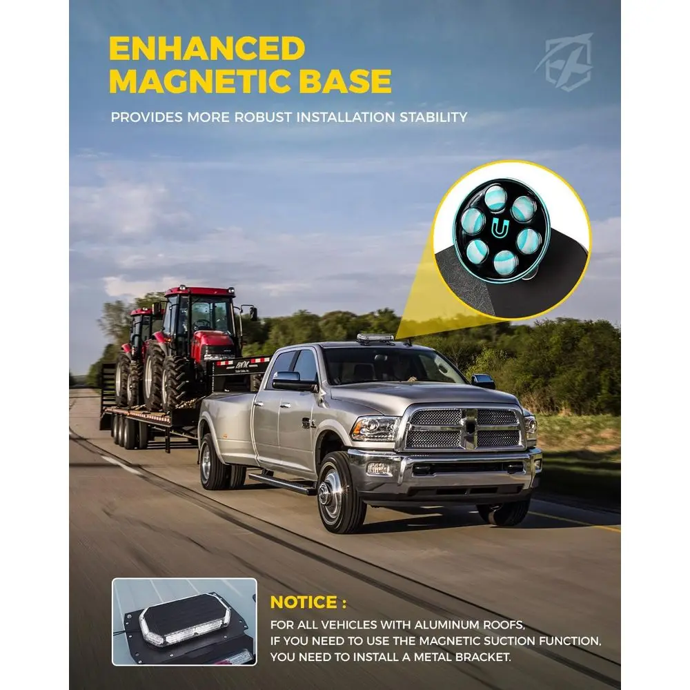 شريط إضاءة ستروب منارة LED على السطح باللون الكهرماني/الأبيض مع وحدة تحكم لمركبات الطوارئ والبناء والشاحنات والسحب والسيارات البريدية