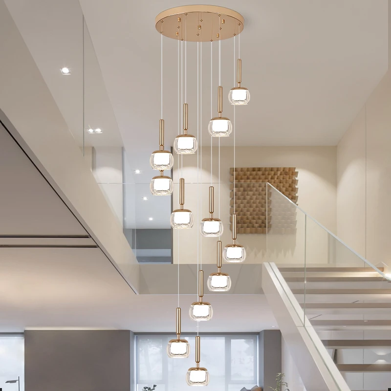 

Украшение дома в скандинавском стиле, лестничная люстра, гостиная, спальня и столовая, подвесные светильники, потолочный светильник, внутреннее освещение