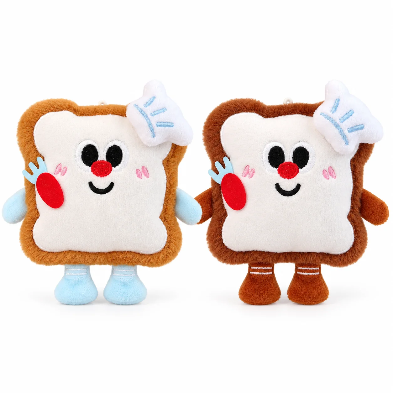 Cute Cartoon Toast Sandwich Plush Keychain, Squeaky Bread Doll Pendant, Soft Stuffed Bag Charm for Backpack Purse Decoration