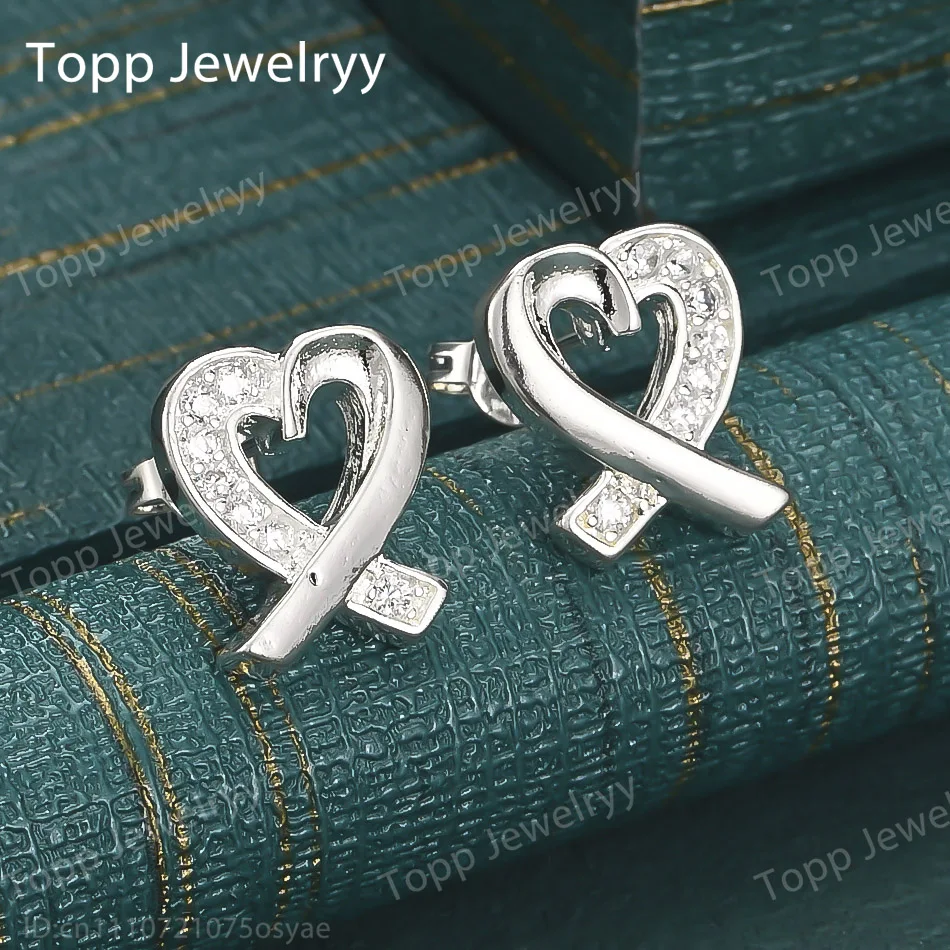 

Elegant 925 Sterling Silver Exquisite Heart Shape Zircon Stud Earrings Fashion Women's Jewelry Wedding Gift Accessories