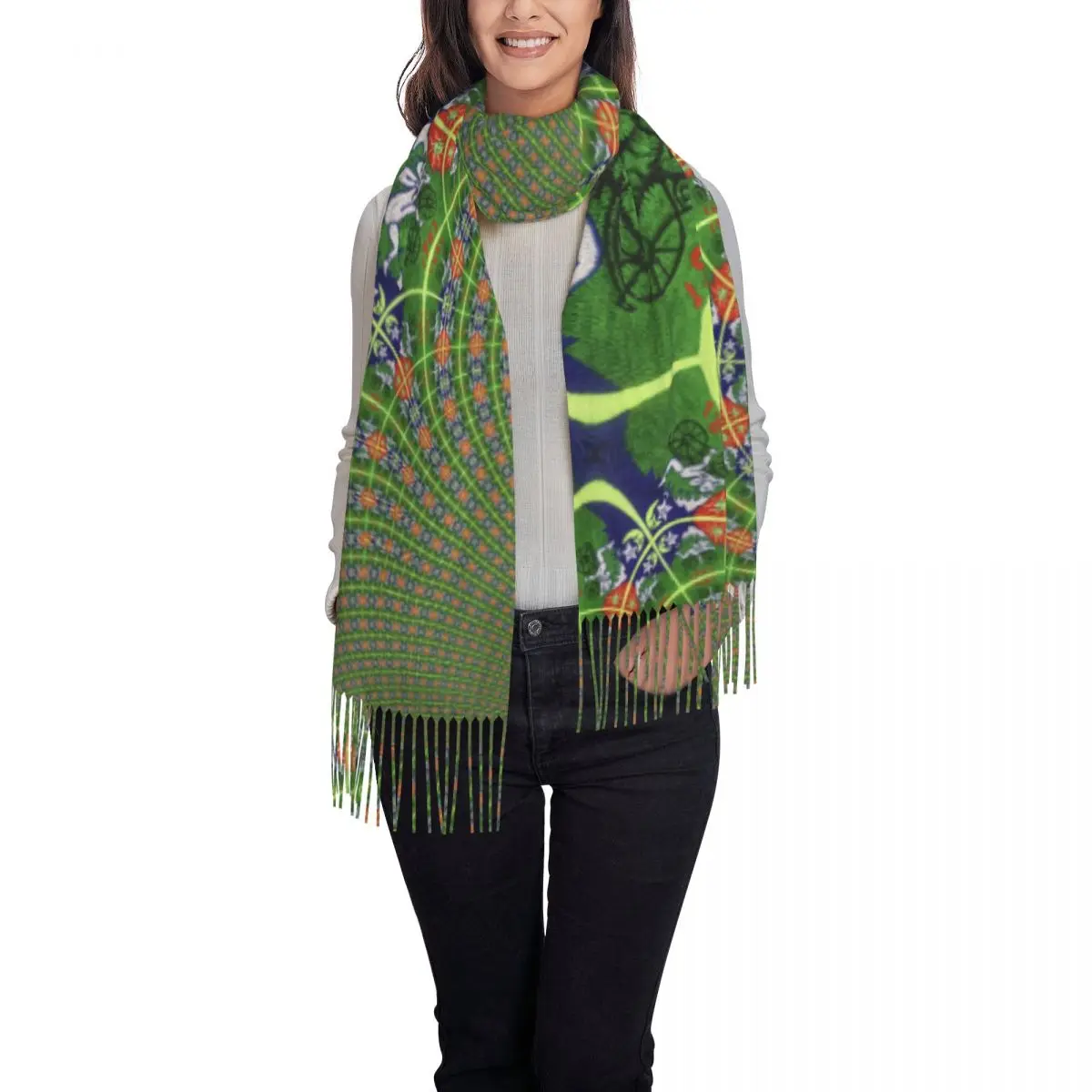 Custom Bicycle Day 1943 Trip Tassel Scarf Women Soft Albert Hofmann LSD Shawls Wraps Female Winter Scarves