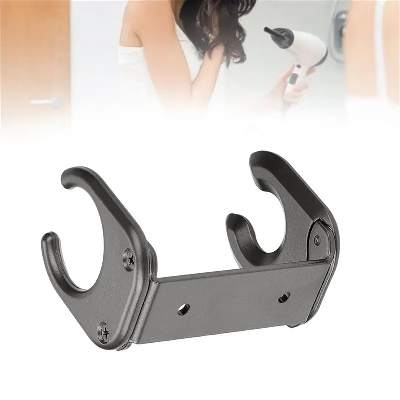 A69E3X Hair Dryer Holder Wall Mount For Dyson HD18 Metal Hair Dryer Rack With Self Adhesive Installation Stand Grey