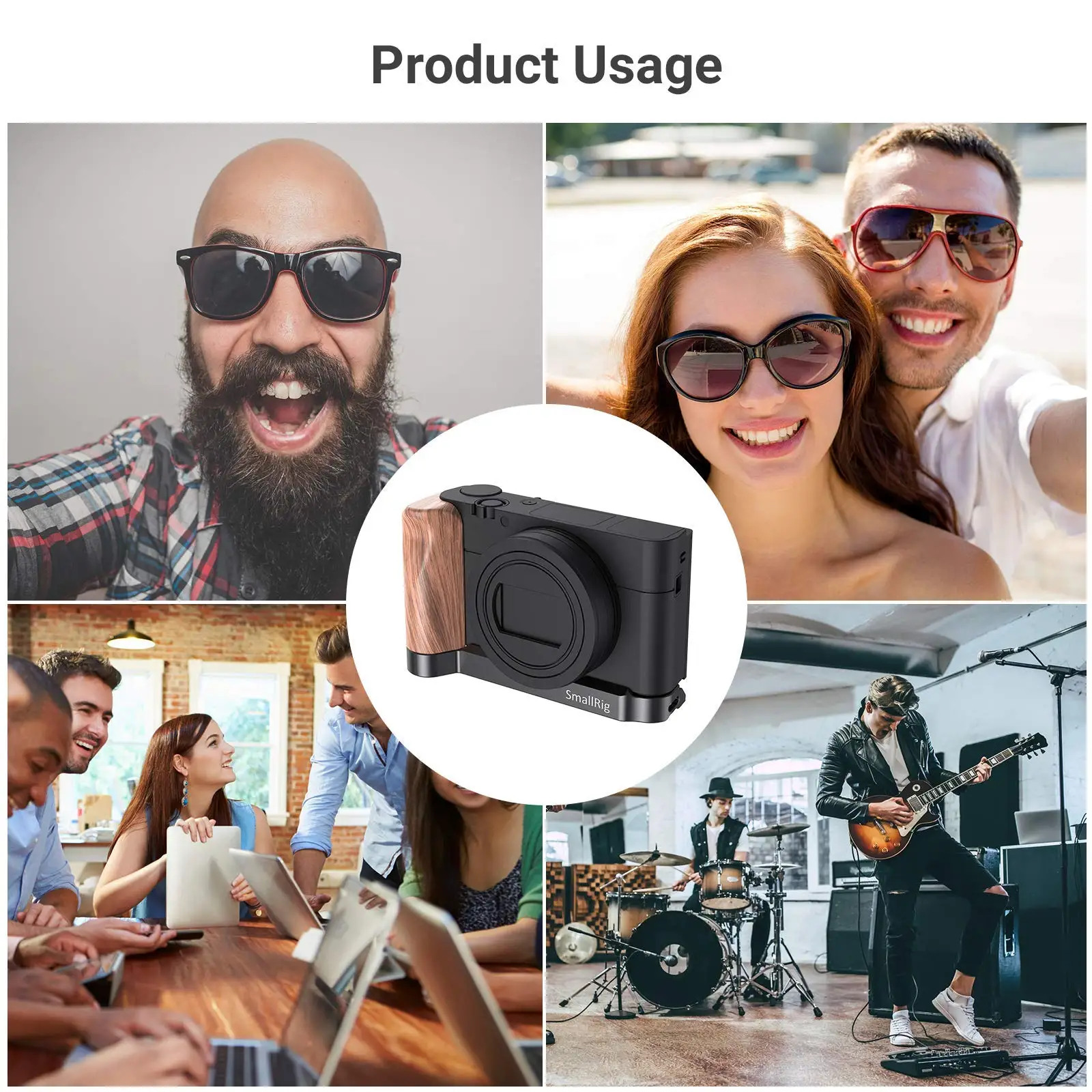 SmallRig L-Shaped Plate With Wooden Grip for Sony RX100 III/IV/V(VA)/VI/VII L Bracket Plate With Wooden Handgrip - 2467