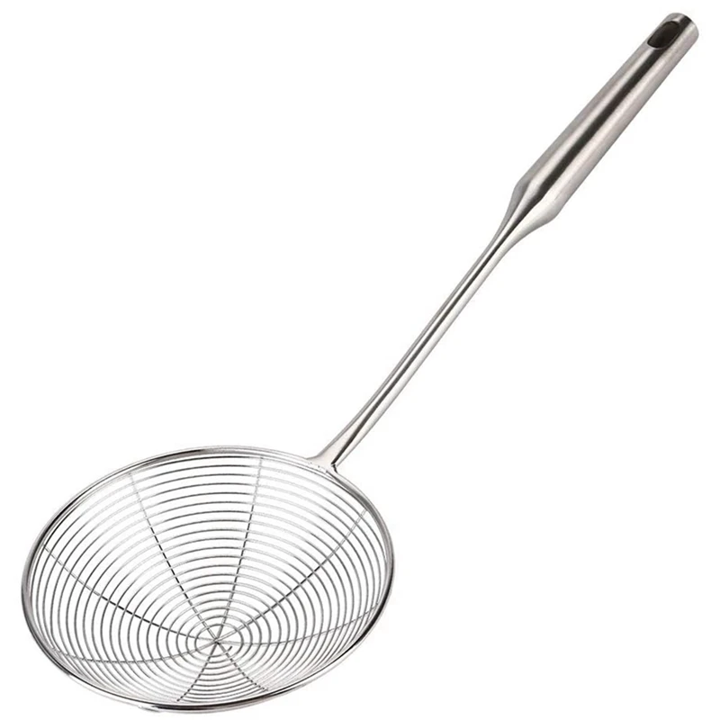 Spider Strainer Skimmer Ladle Stainless Steel Metal Frying Basket with Long Handle Large Spoon