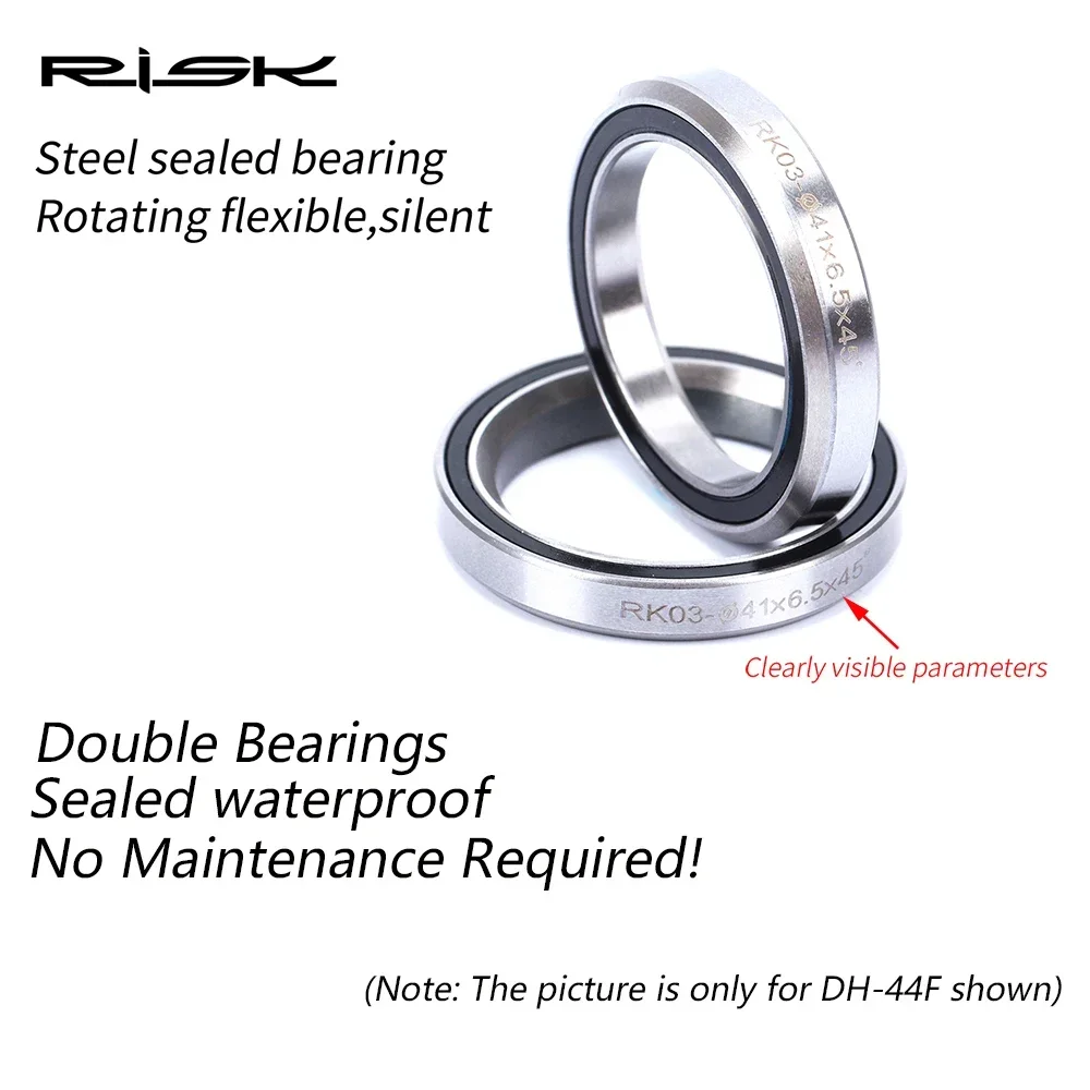 RISK MTB Road Bicycle Headset 44mm 34/41/41.8/49.7/50.6/55/56mm for Bike 28.6mm 1 1/8 Straight 1.25-1.5\