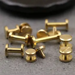 Solid Brass Binding Chicago Parafusos, Prego Stud rebites para Photo Album, Couro Craft Studs, Correia Carteira Fixadores, 8mm Flat Cap, 10Pcs