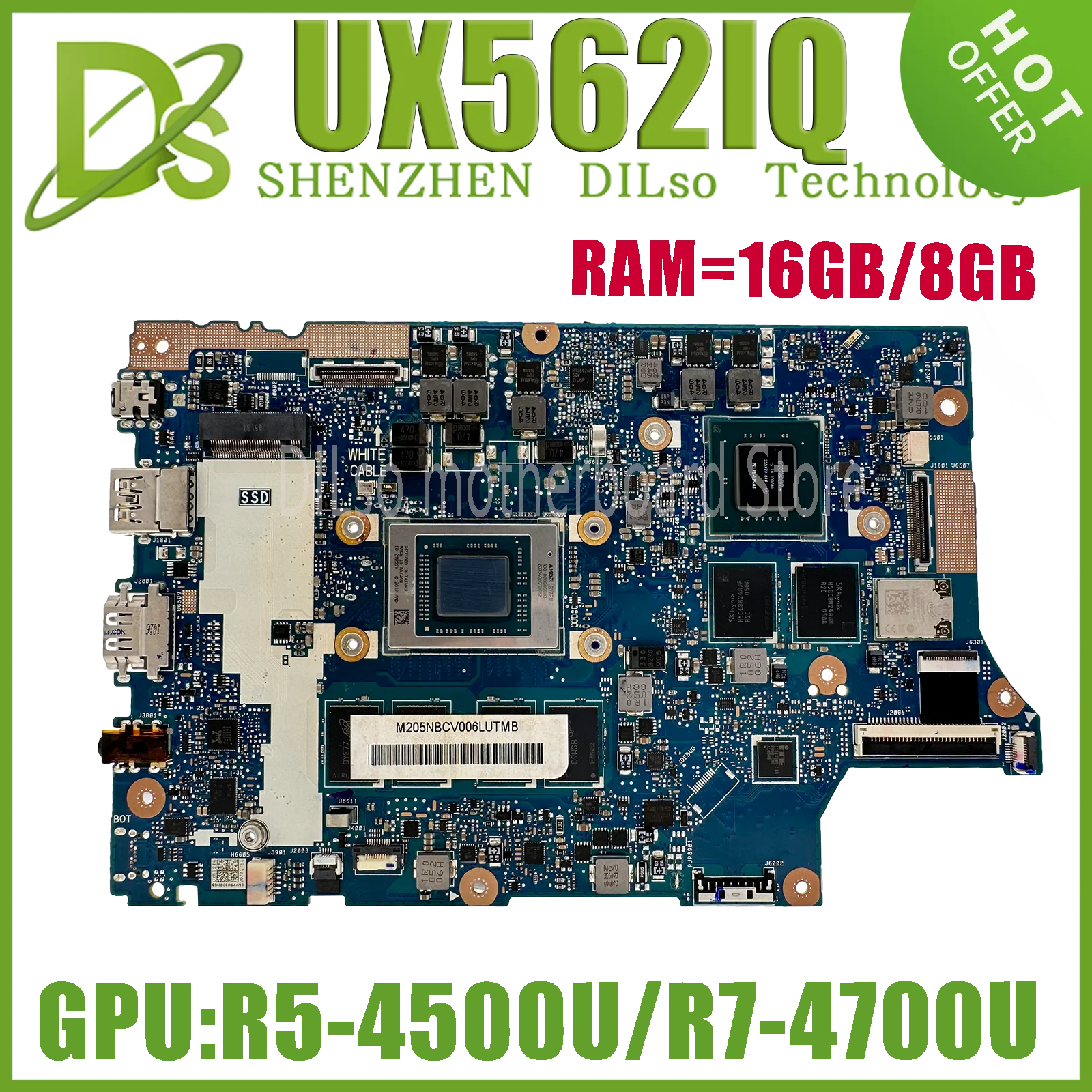 

KEFU UX562IQ Mainboard For ASUS ZenBook Flip 15 UX562I UX562 Q507IQ Laptop Motherboard With R5-4500U R7-4700U 8GB/16GB-RAM V2G