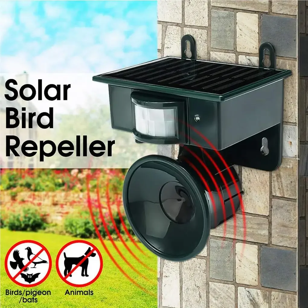 Solar Ultrasonic Animal Repeller, Outdoor Deterrent for Birds Cats Dogs Mice, New Waterproof Pest Control Device