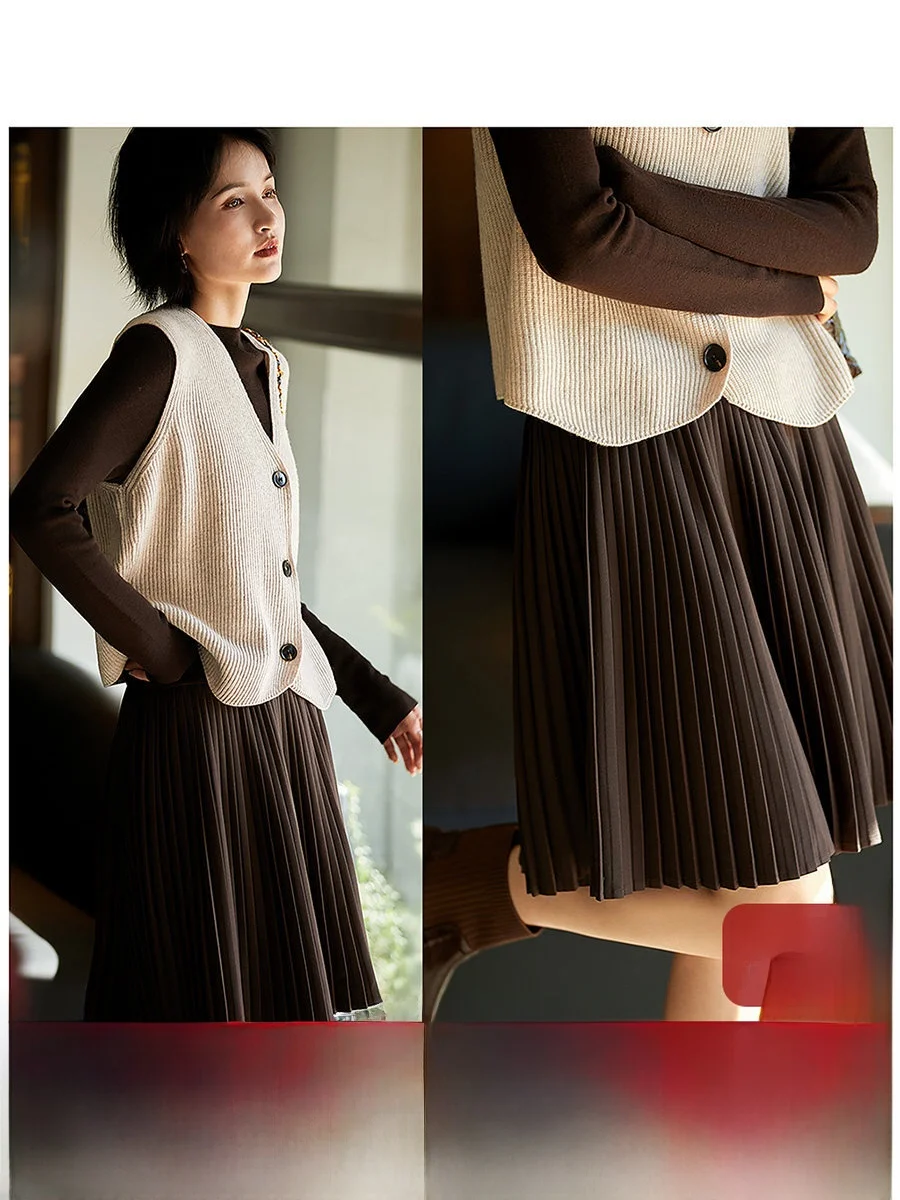 

Юбка Miu Sle А-силуэта с богатой отделкой, двойная версия, женская, с высокой талией, дышащая, приятная к телу, повседневная