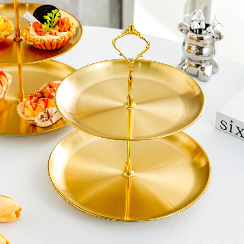 

2/3layer Stainless Steel Table Dessert Display Stand Cake Tray, Cake, Snack Plate, Birthday, Wedding Party Dessert Stand