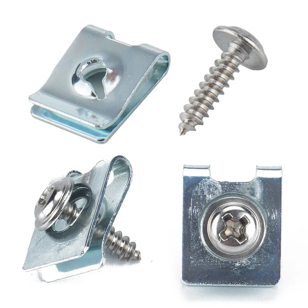 200Pcs U-Shaped Spring Clip Fasteners for Car Body Trim Bumper Dashboard Wire Cable Fixing High Strength Elastic Manganese Steel