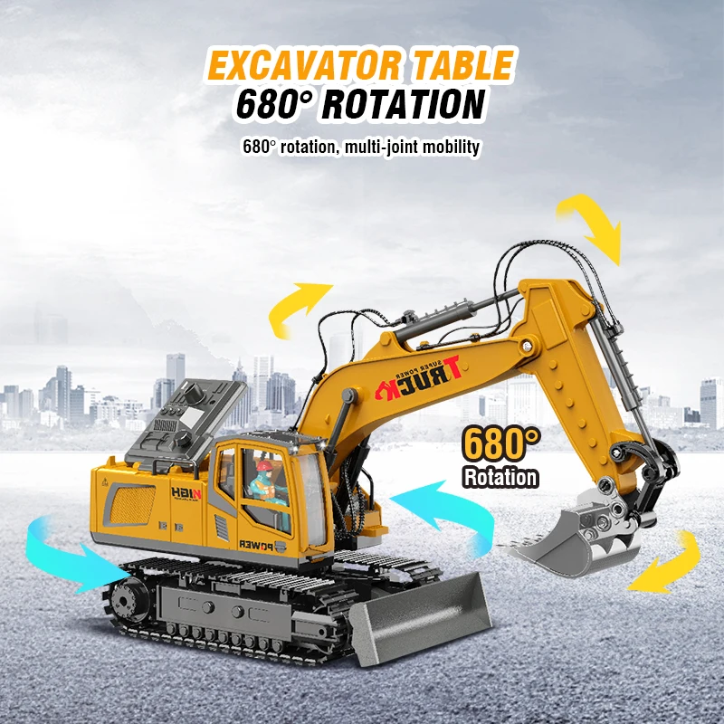 Multifunction Remote Control Excavator Engineering Vehicle 17 Channel Simulation Alloy RC Excavators Truck Toy Car Children Toys