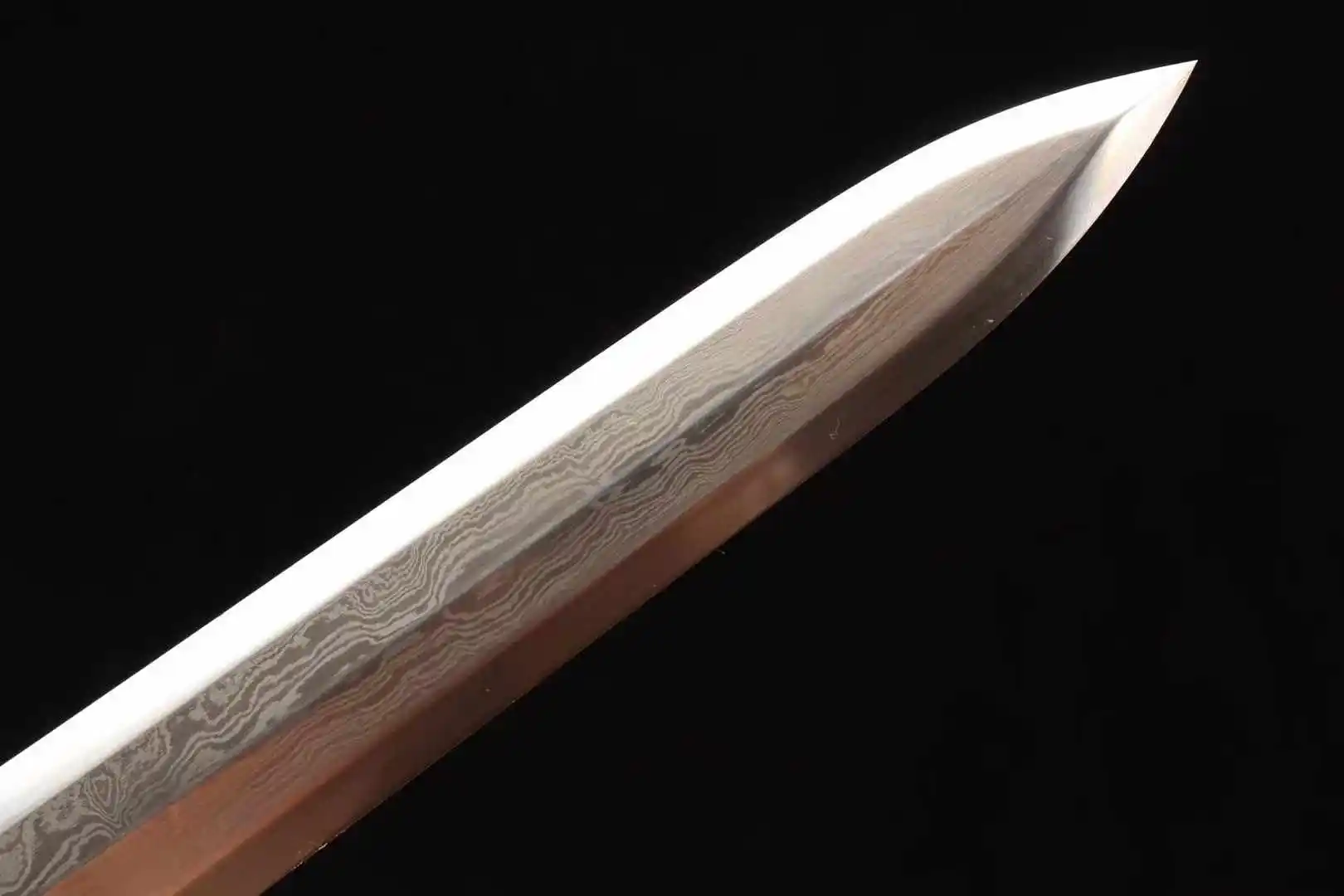 Chinese Dragon & Phoenix Kungfu Battle Ready Short Sword, Handmade Multi Refined Folded Patterned Steel Blade, Unhardened