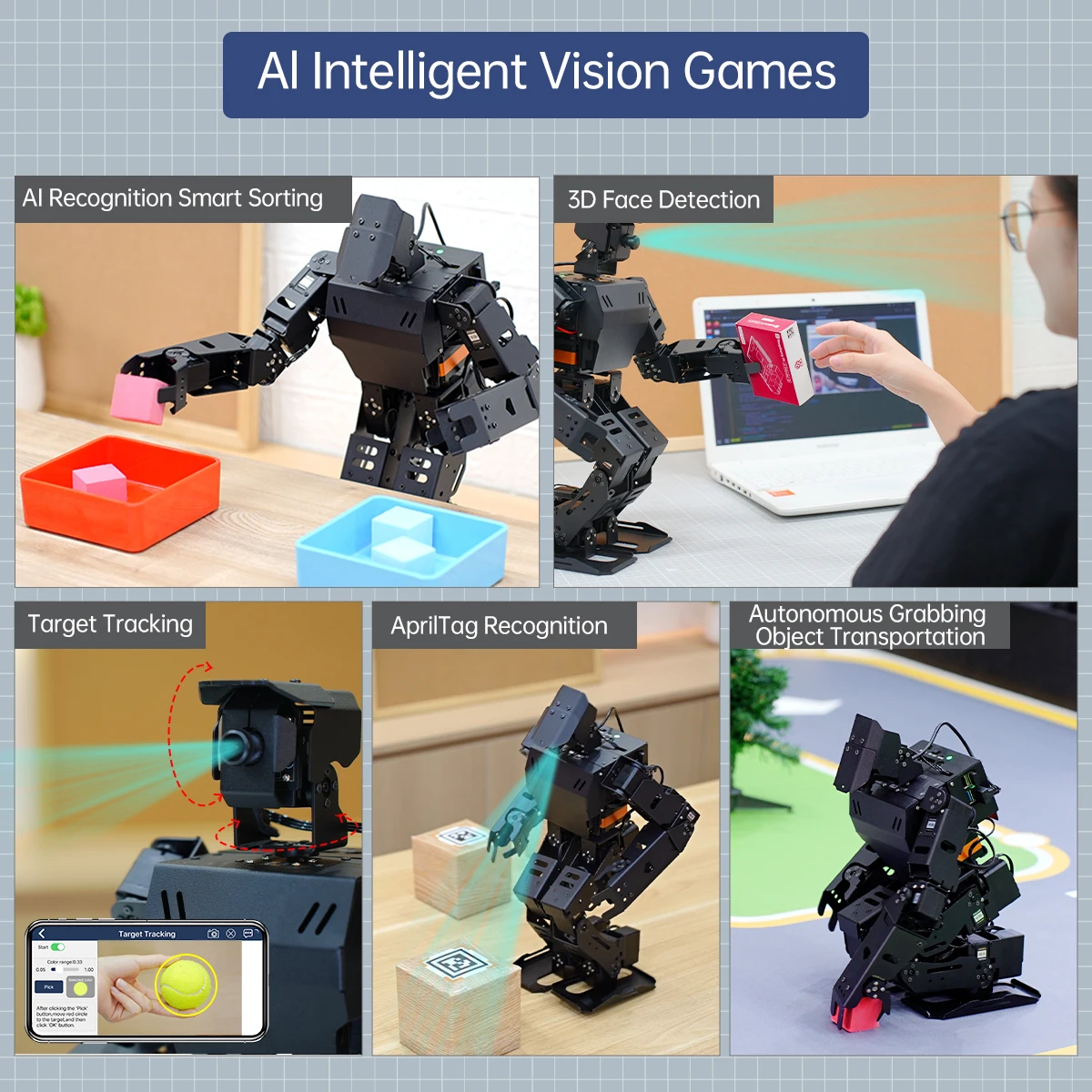 GOOD Hiwonder AiNex ROS AI Vision Humanoid Educational Robot Powered by Raspberry Pi 5 Support OpenCV Target Tracking for School