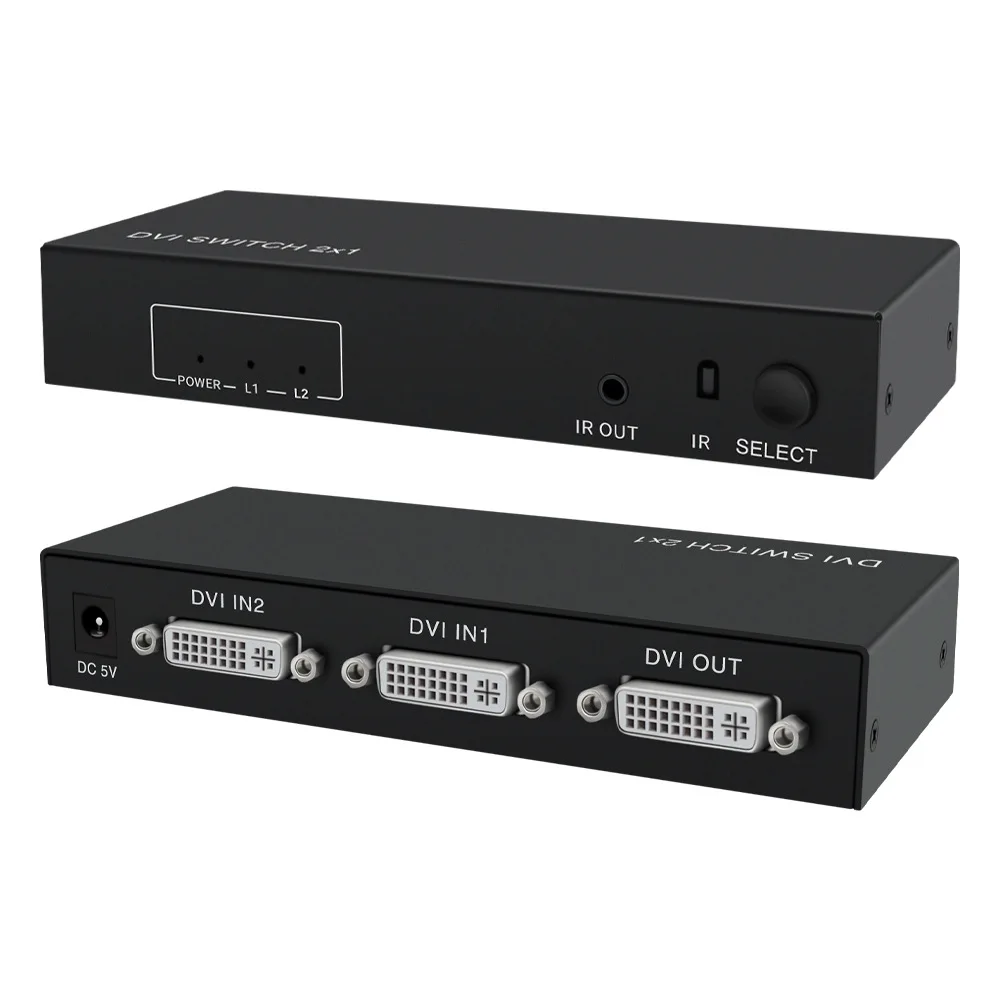 1080P 4K 3D DVI Switch 2 X 1 / 4 X 1 DVI Switcer 2/4 In 1 Out with IR Remote Control for Projector Monitor Computer Host
