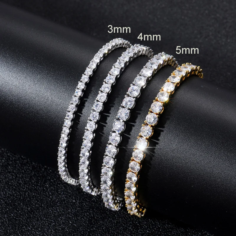 Luksusowa bransoletka tenisowa dla mężczyzn 3/4/5/6mm Hip Hop Iced Out Zircon Męski łańcuszek na rękę Homme Wedding Streetwear Punk Jewelry — zdjęcie 4