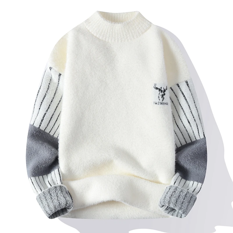 Herren Herbst Winter Lange Ärmel Strickpullover Rundhals Jacquard Cartoon Muster Pullover Freizeit Mode Trend Herrenbekleidung