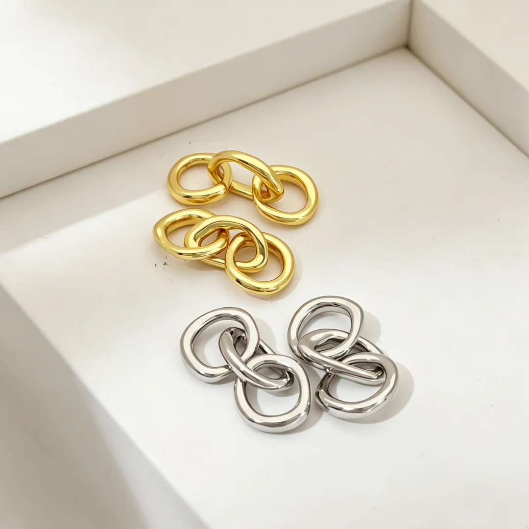 2Pcs Brass Interlocking Oval Chain Connectors Smooth Glossy Luxury Jewelry for DIY Necklace Bag Charm Accessories Versatile Part