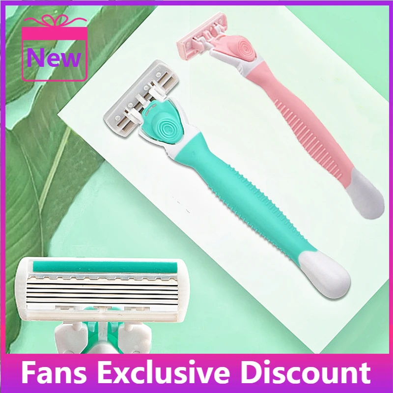 

New Women's Beauty Safety Razors 6-layer Blade Shaver for Face Body Quick Installation Handle Six layers Blades Shaving