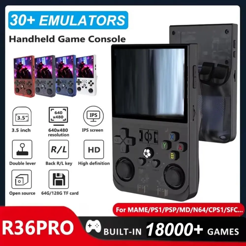 

R36PRO Open Source Handheld Game Console Dual Joystick 3.5inch HD Screen Game Player 4000mAh 64GB 128GB Game Machine