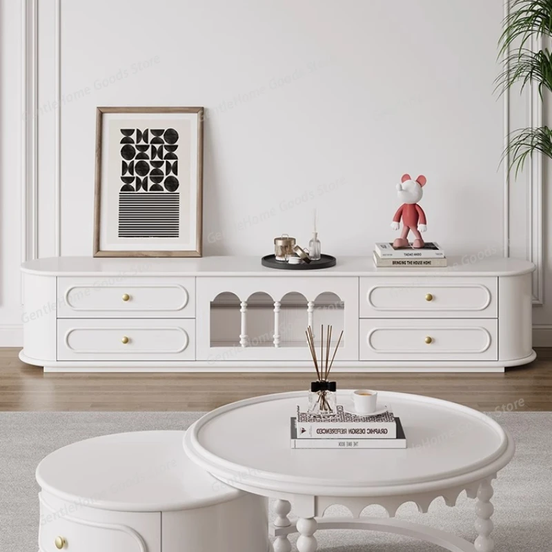 

French Cream Style Tv Table Designer Storage Living Room Modern Universal Tv Table Organizer Hallway Muebles Home Furniture