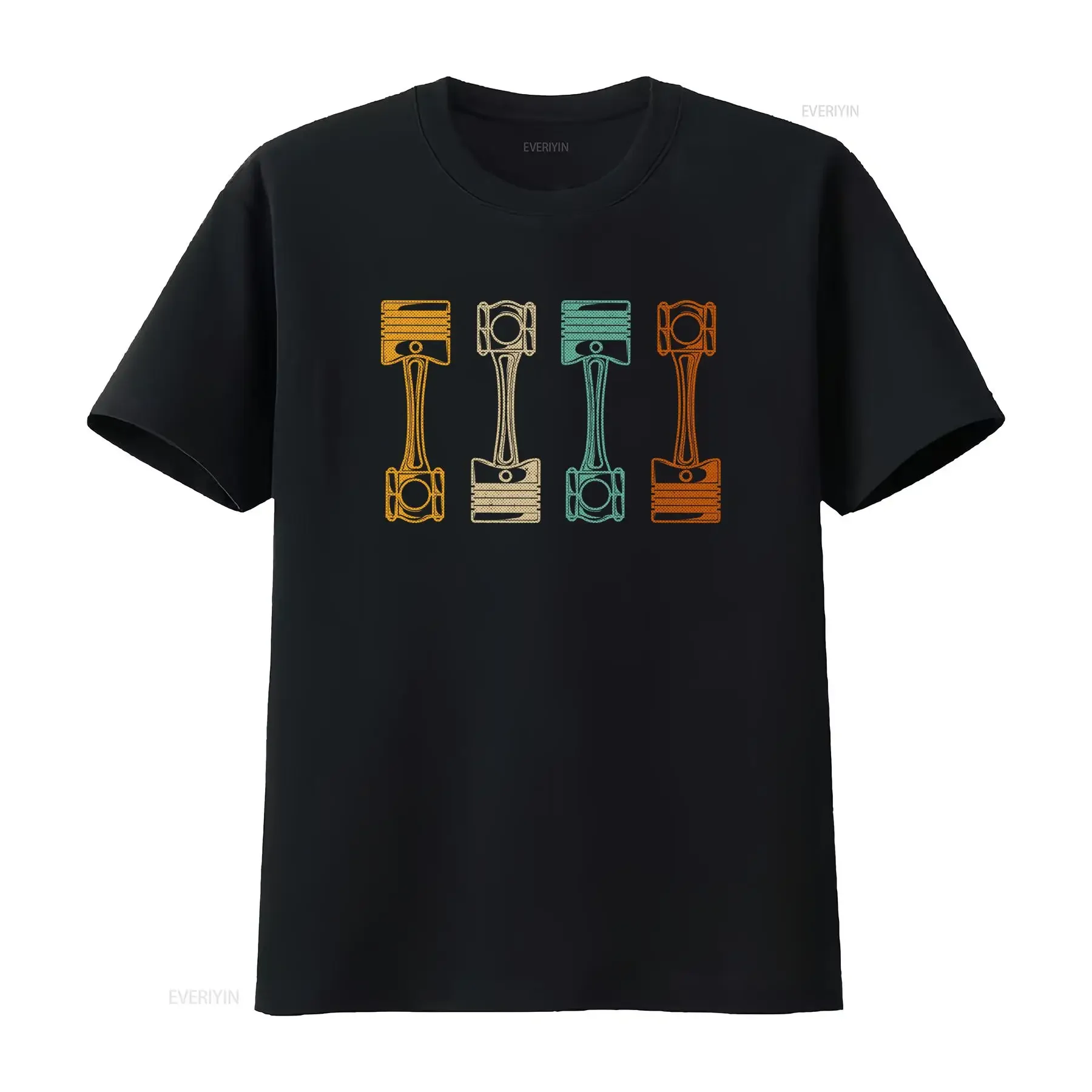 Engine Piston T Shirt Automotive Mechanic Men's Casual vintage Washed fashion homme Soft Stretched Slightly graphic Stylish