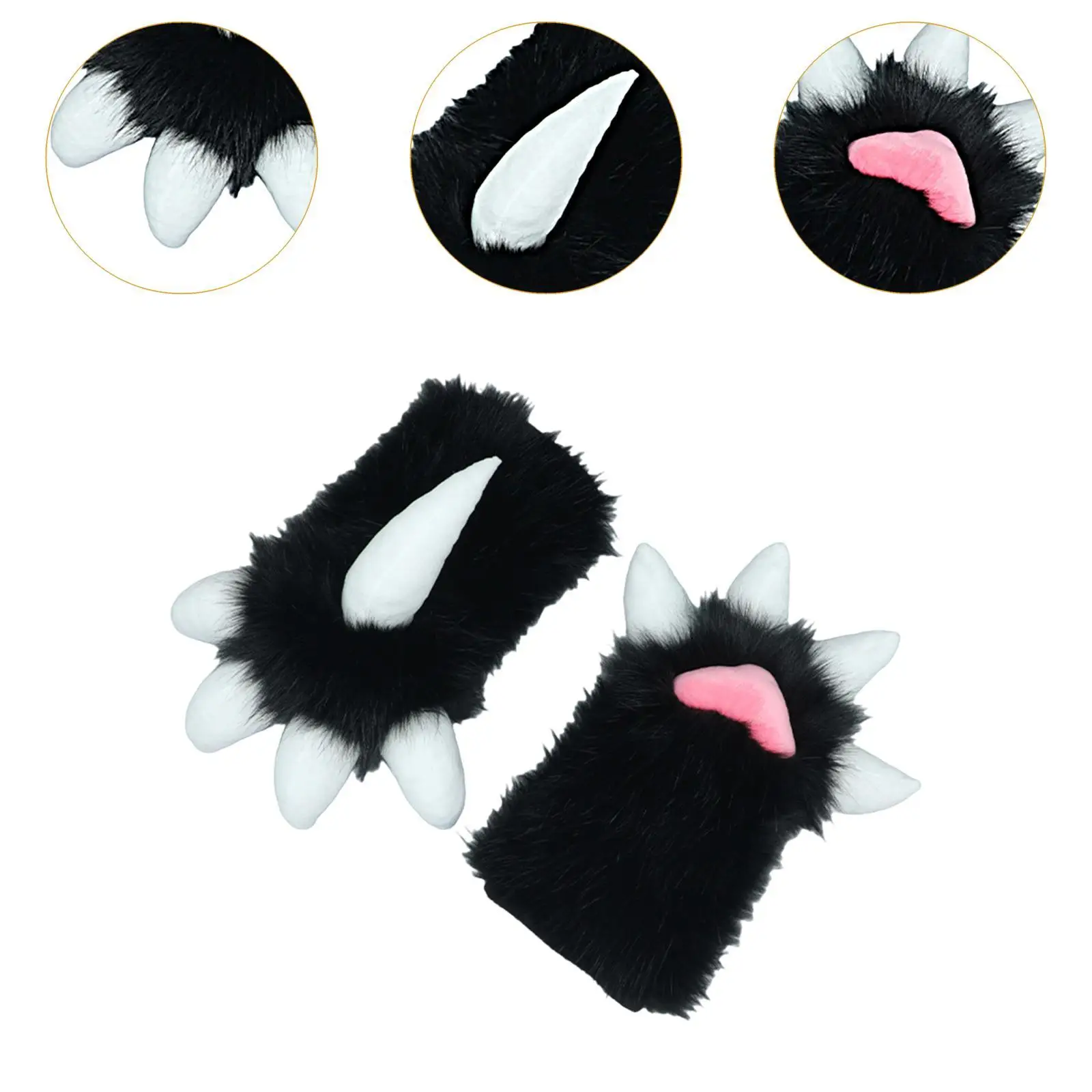 Dragon Paws Gloves Girls Cosplay Costume Accessories Animal Claws Plush Gloves for Role Play Party Nightclub Festival Carnival