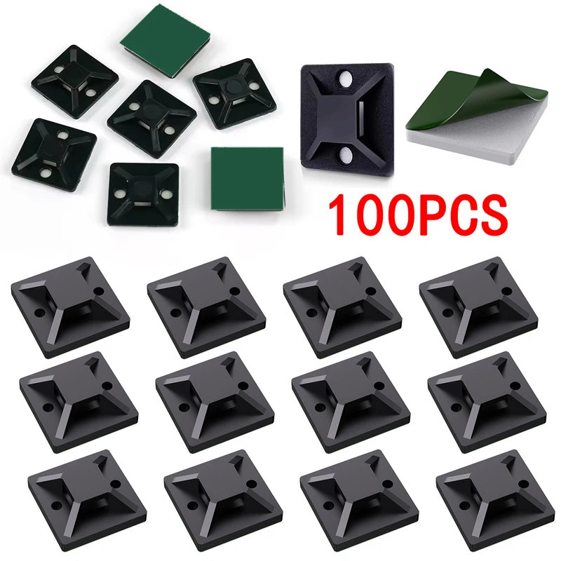 Cable Organizer Wall Holder Base For Desktop Car Office Fixed Wire Clip Clamp 100 Pcs Self Adhesive Nylon Cable Clamp Fixed Seat